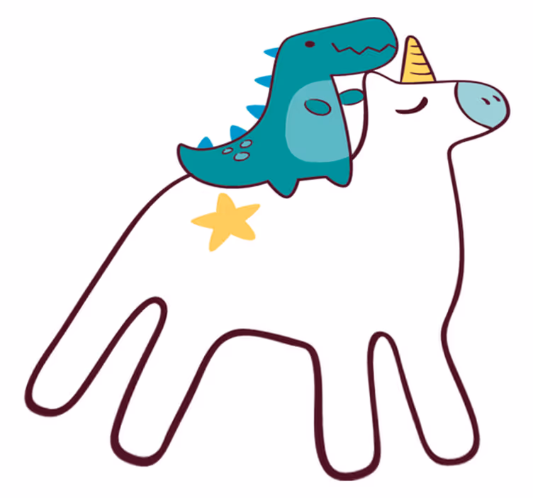 Vinyl tapijt kind eenhoorn en dinosaurus ontwerp - TenStickers