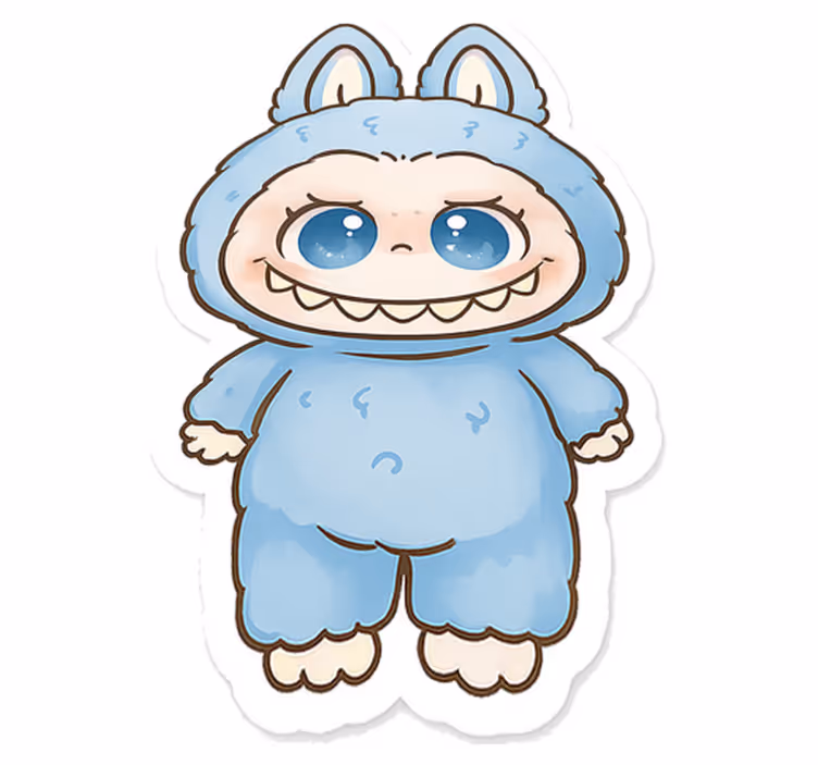 Vinyl tapijt kind met blauwe monsterpop - TenStickers