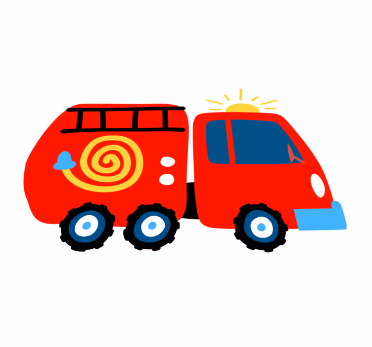 Vinyl tapijt kind speelse rode voertuigen - TenStickers