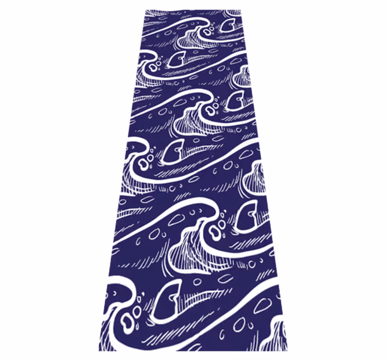 Vinyl vloerkleed badkamer met blauwe golfpatroon achtergrond - TenStickers