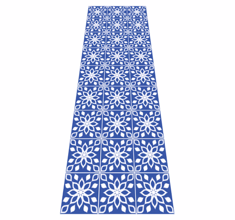 Vinyl vloerkleed badkamer blauw zuidelijke tegels patroon - TenStickers