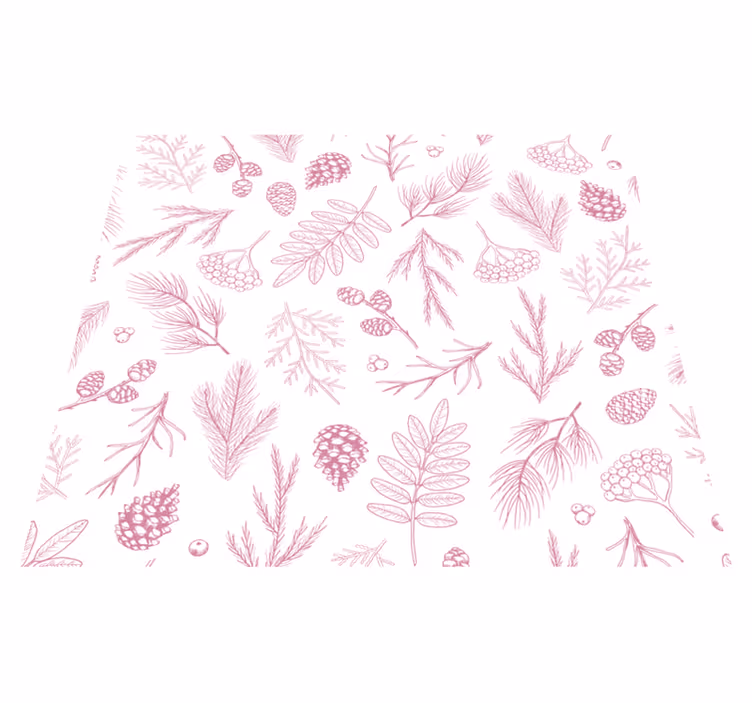 Vinyl vloerkleed badkamer witte achtergrond met roze dennen - TenStickers
