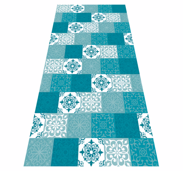 Vinyl vloerkleed badkamer turquoise tegel - TenStickers
