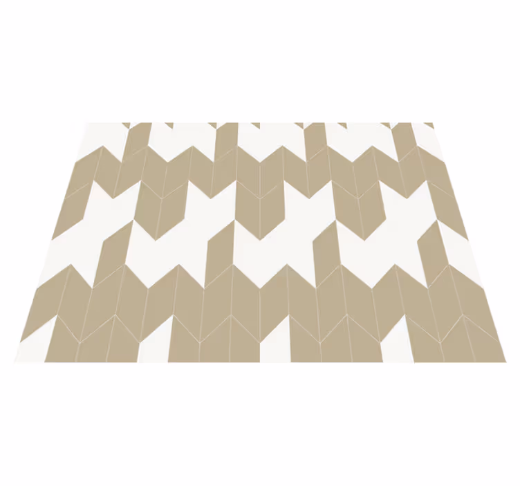 Vinyl vloerkleed badkamer wit en beige geometrisch patroon - TenStickers