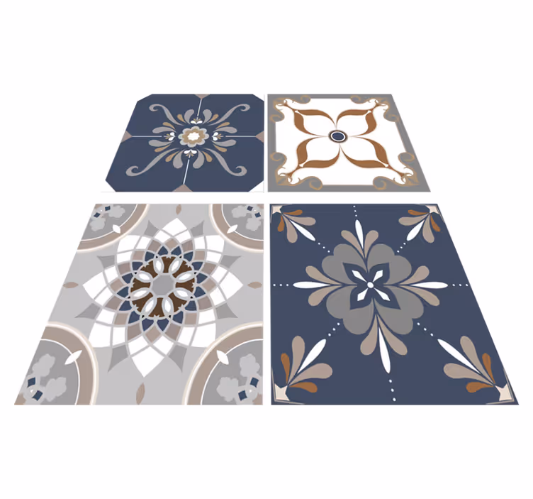 Vinyl vloerkleed badkamer klassieke bloemen - TenStickers