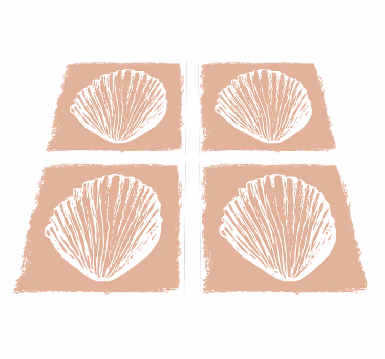 Vinyl vloerkleed badkamer retro schelpenpatroon beige - TenStickers