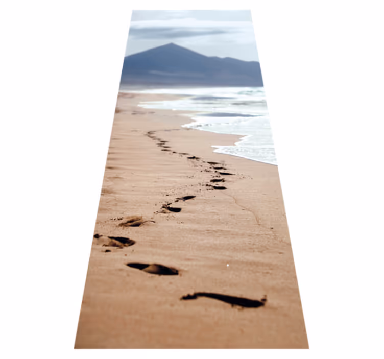 Vinyl vloerkleed badkamer voetafdruk op het strand - TenStickers