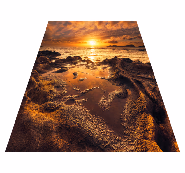 Vinyl vloerkleed badkamer bewolkte zonsondergang landschap - TenStickers