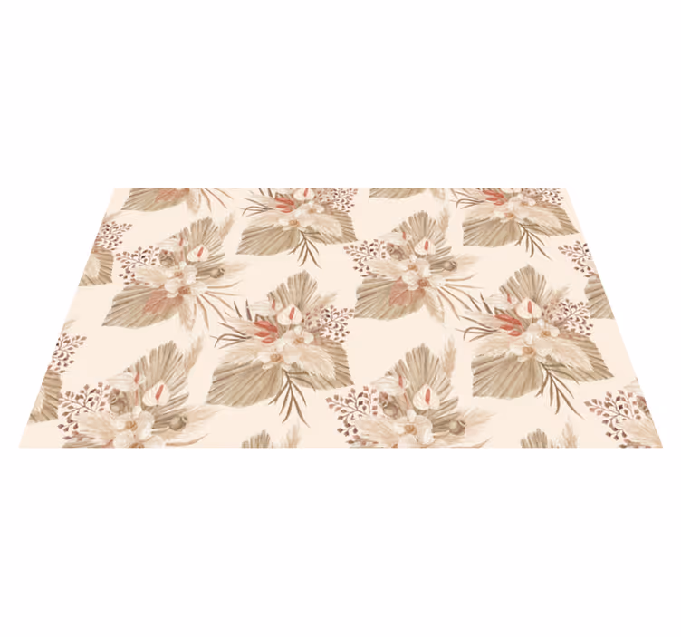 Vinyl vloerkleed badkamer gedroogde bloemen met pampasgras - TenStickers