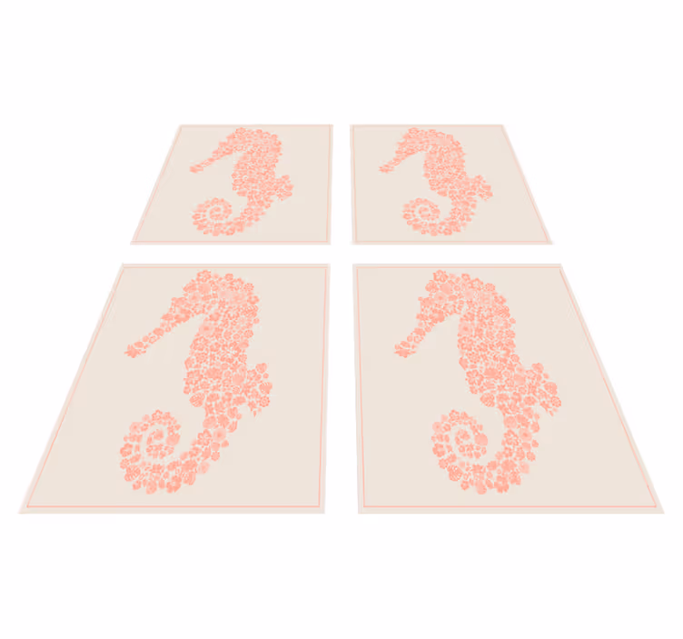 Vinyl vloerkleed badkamer zeepaard bloemen - TenStickers