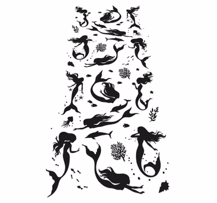 Vinyl vloerkleed badkamer zeemeerminnen design - TenStickers