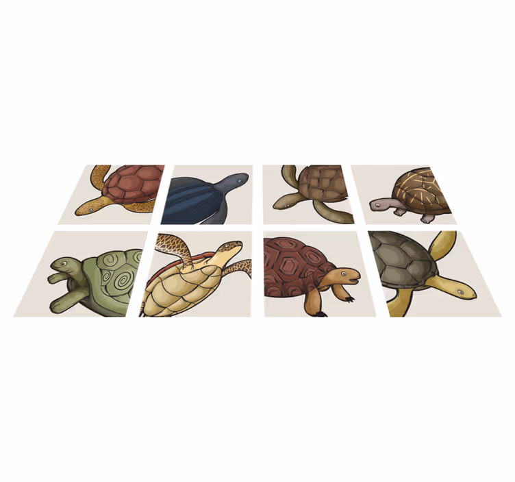 Vinyl vloerkleed badkamer met diverse schildpadtegels - TenStickers