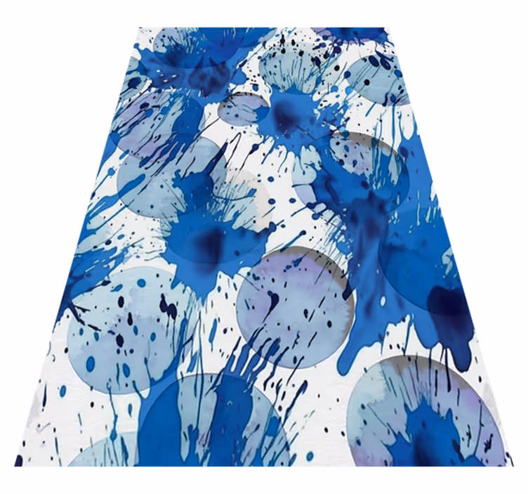 Vinyl vloerkleed badkamer blauwe inktcirkels - TenStickers
