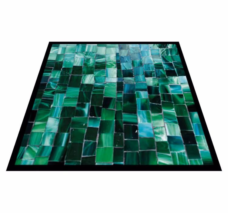 Vinyl vloerkleed badkamer groen mozaïektegel gradient - TenStickers