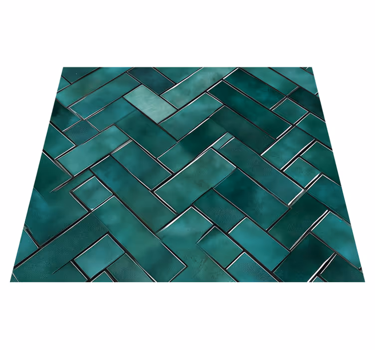 Vinyl vloerkleed badkamer visgraat groen - TenStickers