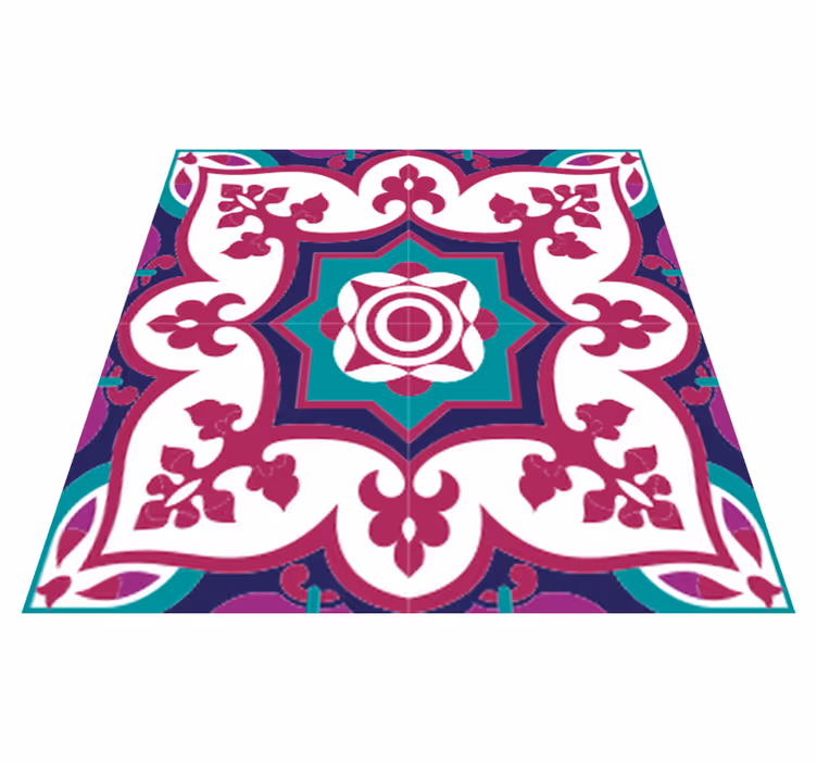 Vinyl vloerkleed badkamer roze marokkaans tegelpatroon - TenStickers