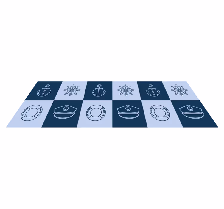 Vinyl vloerkleed badkamer marinesymbolen tegels - TenStickers