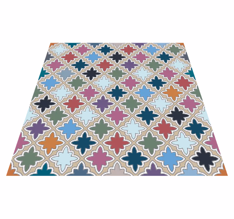 Vinyl vloerkleed badkamer kleurrijke vintage tegels patroon - TenStickers