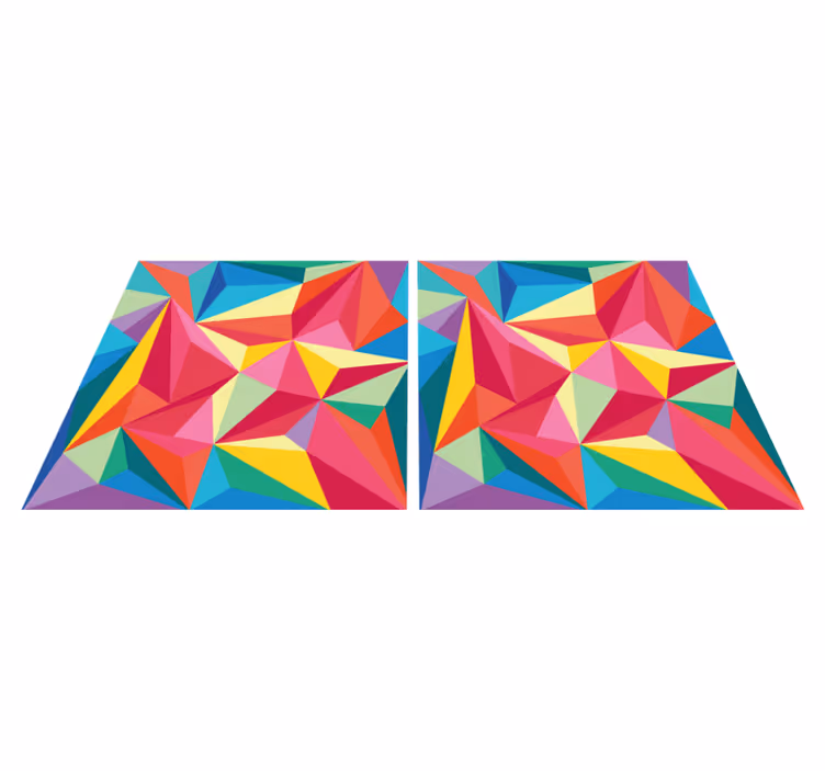 Vinyl vloerkleed badkamer met multicolor geometrisch patroon - TenStickers