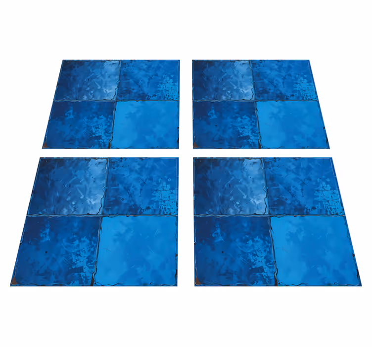 Vinyl vloerkleed badkamer marineblauw vierkant motief - TenStickers
