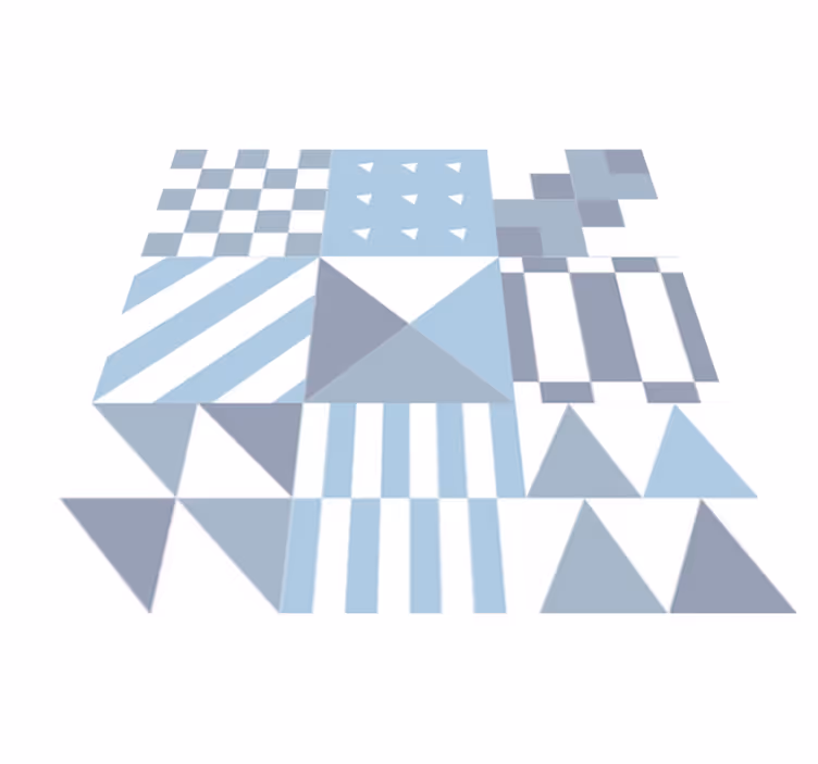 Vinyl vloerkleed badkamer geometrisch blauw patroon - TenStickers