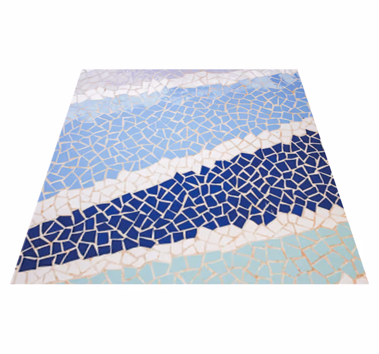 Vinyl vloerkleed badkamer blauwe kleine onregelmatige tegels - TenStickers