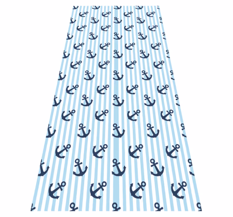 Vinyl vloerkleed badkamer navy blauwe verticale strepen - TenStickers