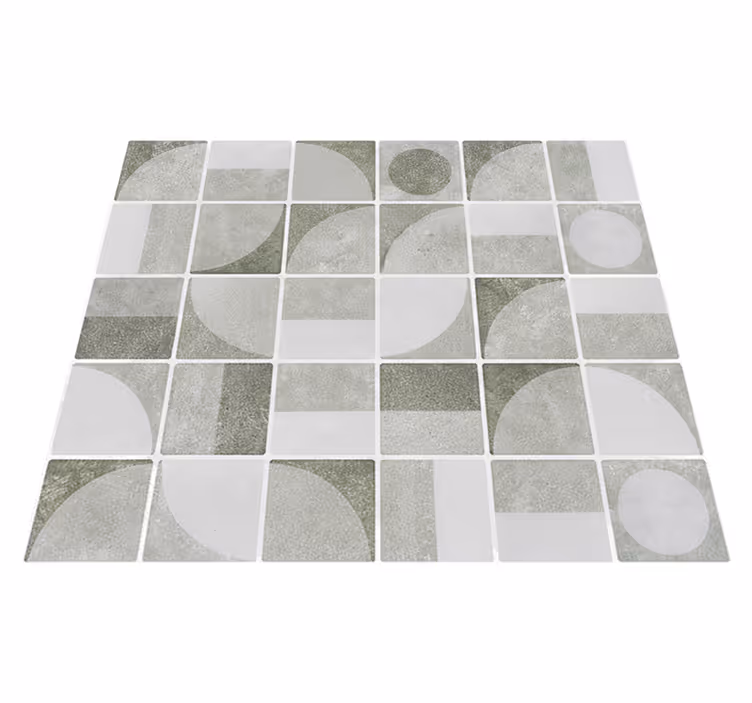 Vinyl vloerkleed badkamer abstracte grijstinten vormen - TenStickers