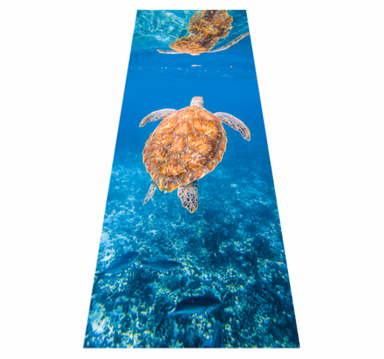 Vinyl vloerkleed badkamer mooie schildpad onderwater - TenStickers
