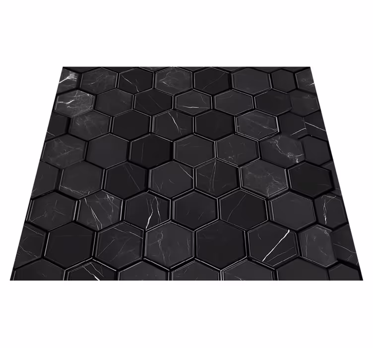 Vinyl vloerkleed badkamer hexagon zwart - TenStickers