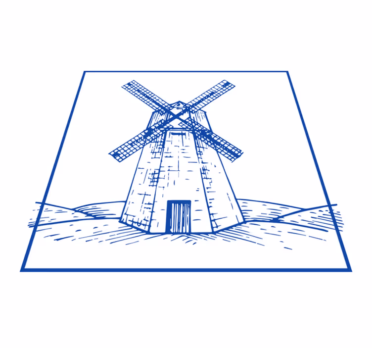 Vinyl vloerkleed keuken delfts blauw molen - TenStickers