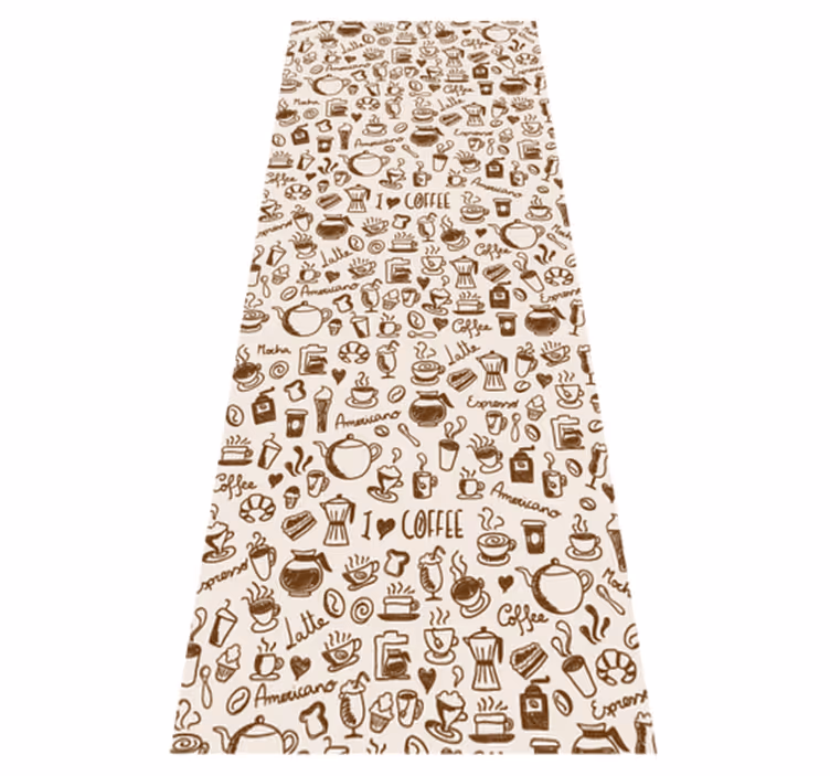 Vinyl vloerkleed keuken met koffieprint - TenStickers