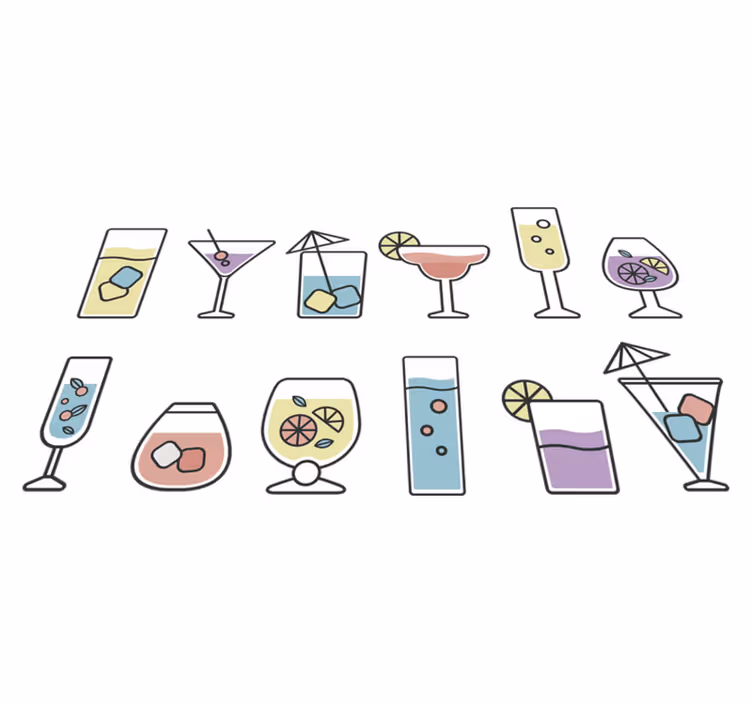 Vinyl vloerkleed keuken cocktails sticker - TenStickers