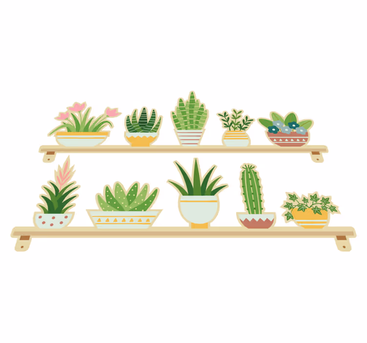 Vinyl vloerkleed keuken cactusplanten set plank - TenStickers