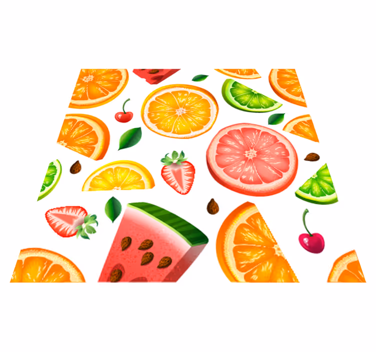 Vinyl vloerkleed keuken met fruitranddesign - TenStickers