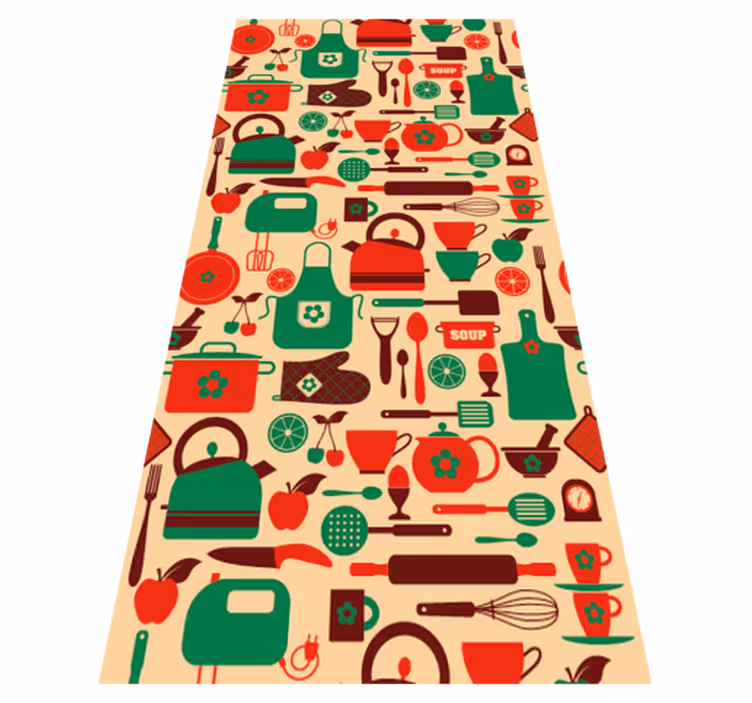Vinyl vloerkleed keuken voor keukenkasten en bestek - TenStickers
