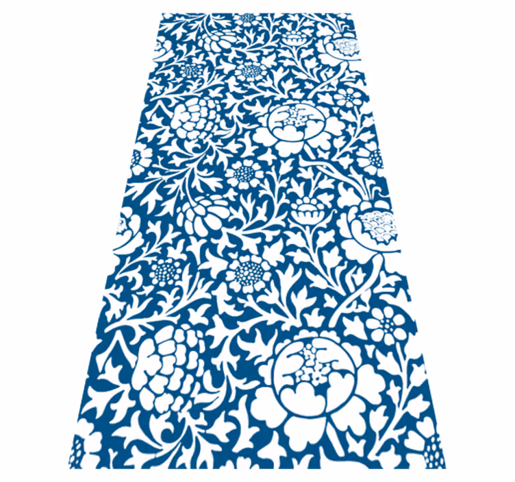 Vinyl vloerkleed keuken marineblauwe flora - TenStickers