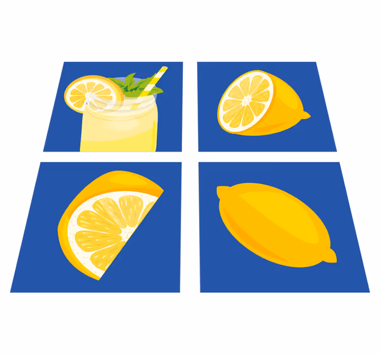 Vinyl vloerkleed keuken citroensap tegels - TenStickers