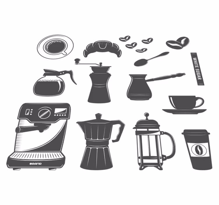 Vinyl vloerkleed keuken coffee set menu - TenStickers