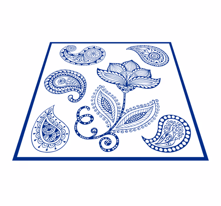 Vinyl vloerkleed keuken paisley en bloemen - TenStickers