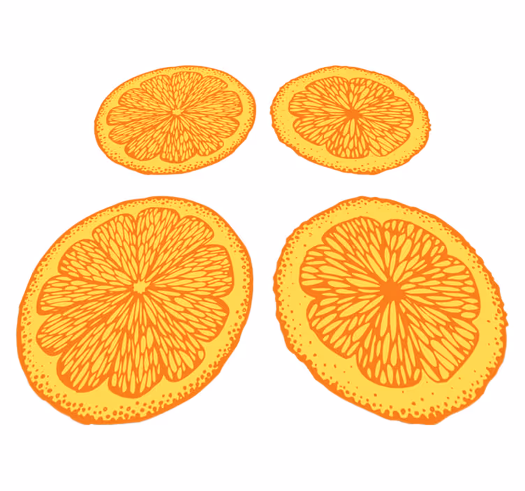 Vinyl vloerkleed keuken oranje handgetekend patroon stickers - TenStickers