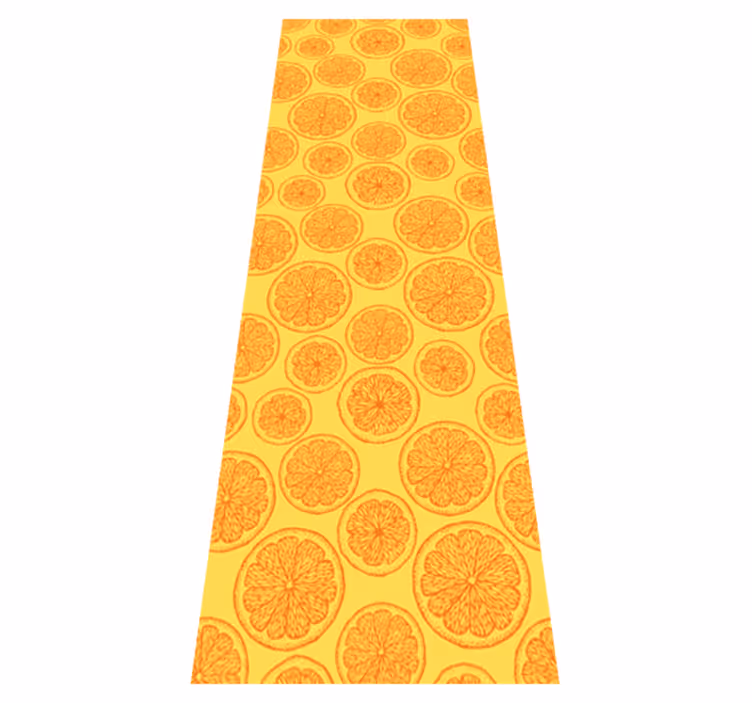 Vinyl vloerkleed keuken oranje handgetekend patroon koelkast - TenStickers