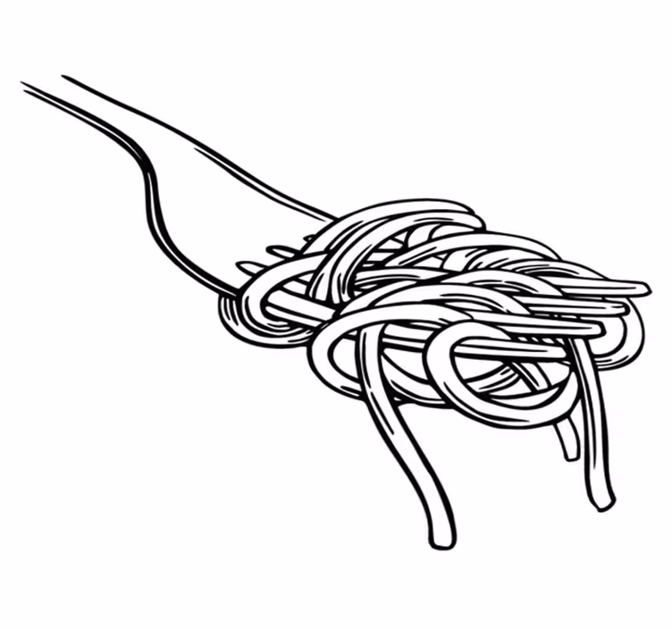 Vinyl vloerkleed keuken spaghettivork graveerstijl - TenStickers