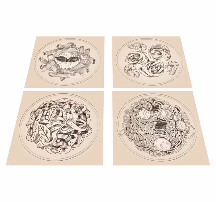Vinyl vloerkleed keuken met decoratieve schalen - TenStickers