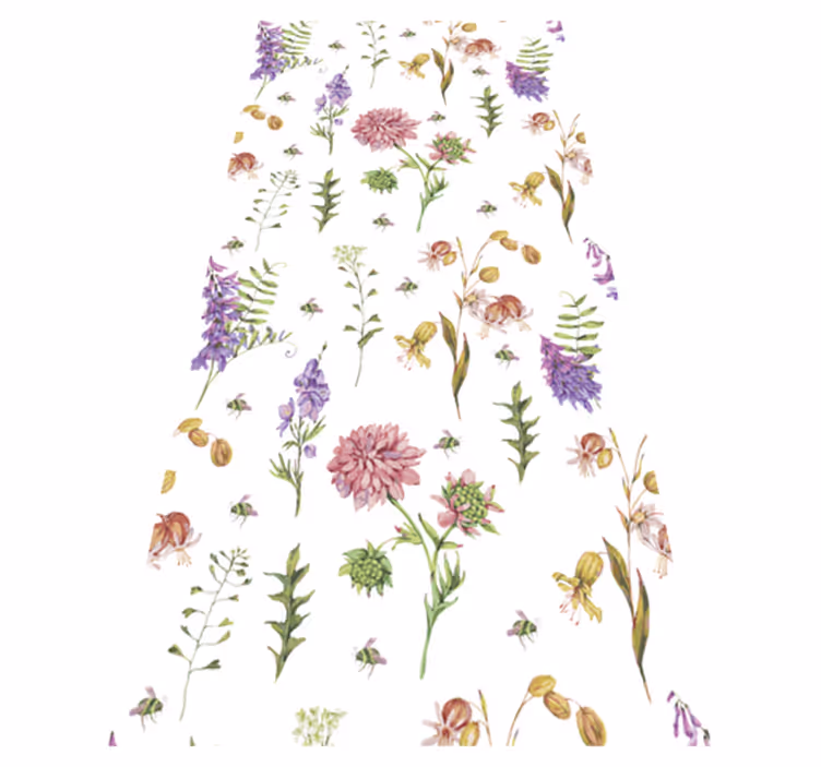 Vinyl vloerkleed keuken kleurrijke minimalistische bloemen - TenStickers