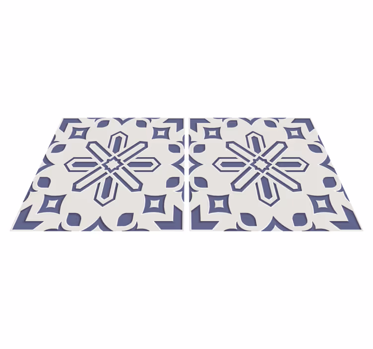 Vinyl vloerkleed keuken schattige blauwe en witte tegels - TenStickers