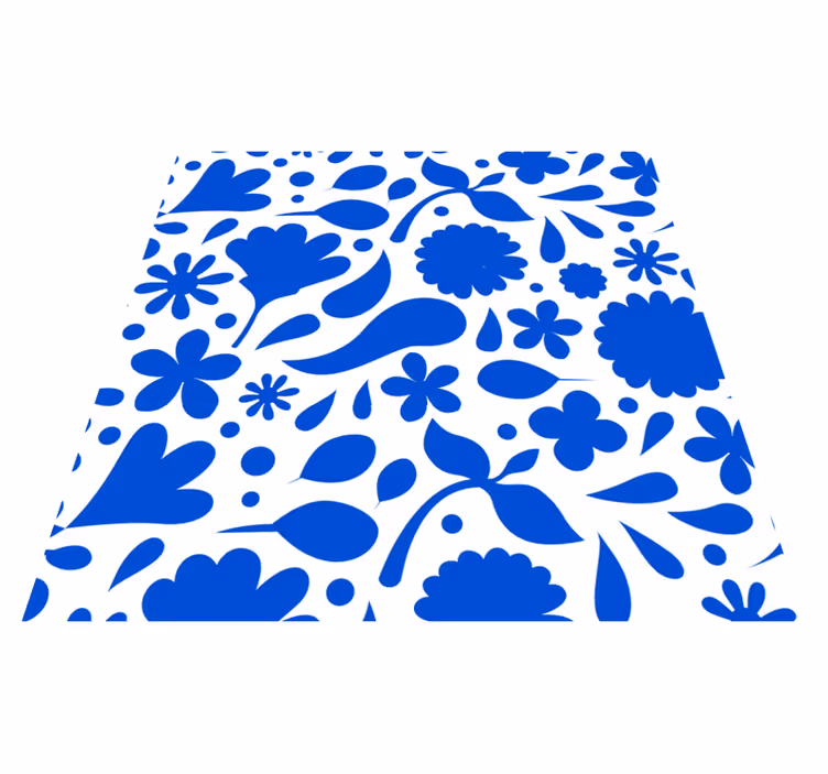 Vinyl vloerkleed keuken delfts blauw diverse bloemen - TenStickers
