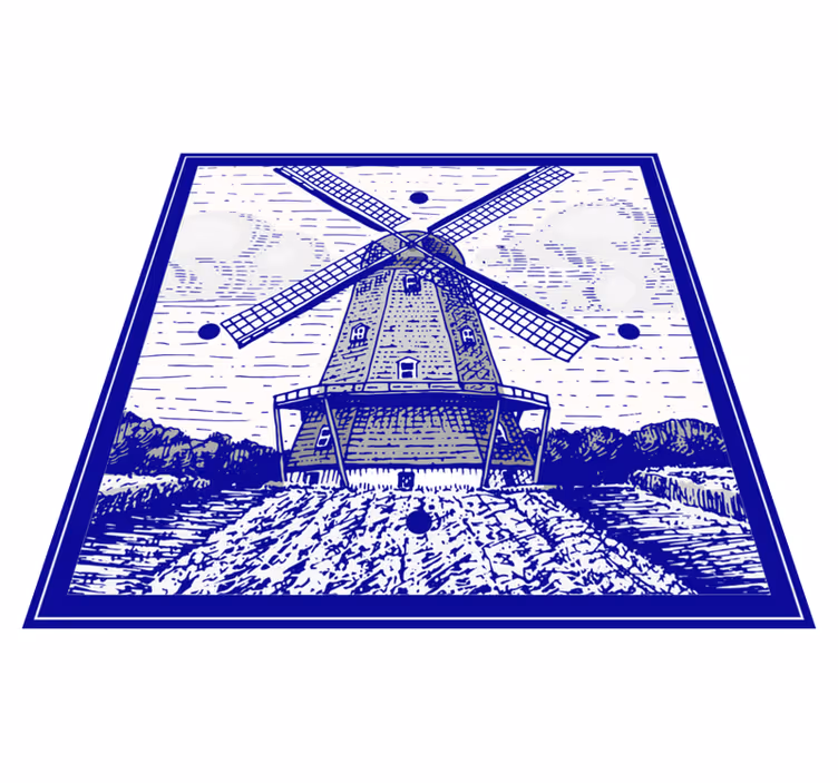 Vinyl vloerkleed keuken delfts blauw - TenStickers