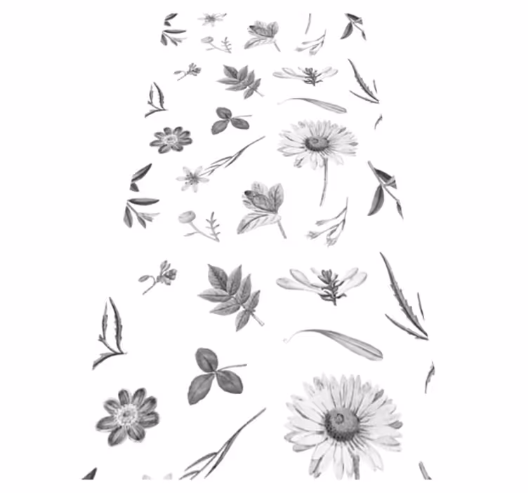 Vinyl vloerkleed keuken grijze sprintbloemen - TenStickers