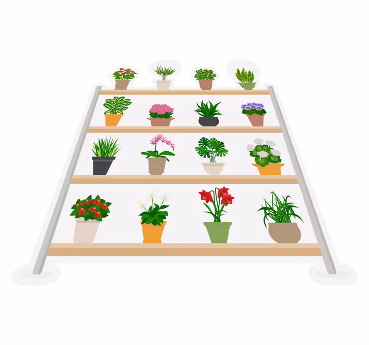 Vinyl vloerkleed keuken kamerplanten op planken - TenStickers